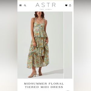 MIDSUMMER FLORAL TIERED MIDI DRESS, Size small, worn once, great condition